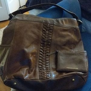 Tignanello brown leather bucket handbag
